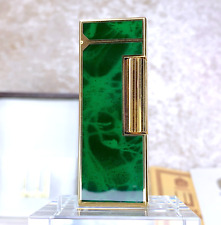 Vintage Dunhill Lighter Rollagas Green Lacquer Gold Finish with Case picture