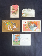 VTG Victorian Valentine's Day Cards 1890s/1900s Lot of 5 Great Condition picture