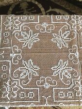 white Lace Tablecloth 35 Square Table Topper Net Darning Lace picture