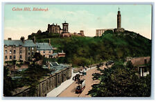 Edinburgh Scotland Postcard Calton Hill Road Scene Buildings c1910 Antique picture