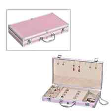 Pink Small Dot Aluminium Rectangular Jewelry Organizer Box Storage with Handle picture