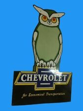 Porcelain Chevrolet owl Enamel Sign Size 36x23 Inches picture