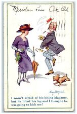 1923 Old Gay Lifted His Leg Afraid Biting Dog Donald McGill Bamforth Postcard picture
