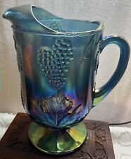 Vintage Indiana Glass Blue Carnival Harvest Grape, Water Pitcher picture