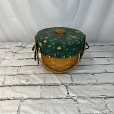 1998 Longaberger Medium Fruit Basket w/Green Floral Liner, Protector & Lid picture