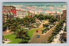 Boston MA-Massachusetts, Aerial Commonwealth Avenue, Advertise Vintage Postcard picture