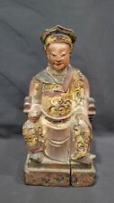 Antique 19th century Chinese Painted Wood Sculpture of a Guardian, 9 1/4