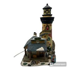 Vtg Christmas Streets Lighted Lighthouse Christmas Snow Village Figurine-No Box picture