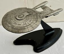 Star Trek Pewter USS Enterprise NCC-1701 D Chipped Stand Franklin Mint 1991 picture