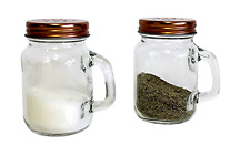 Salt and Pepper Shaker Set Mason Jar (Clear Glass) Vintage Inspired Design picture