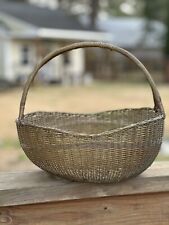 Vintage Antique Solid Brass Woven Basket Round Handled Heavy 13x13x11” picture