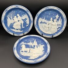 Christmas Cameos Roger Akers - Lapis Blue Incolay Stone - Set of 3 Plates '90's picture