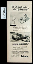 1948 Stinson Flight Plan Aircraft Plane Business Couple Vintage Print Ad 28574 picture