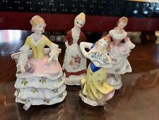 4 Vintage Porcelain Lady Figurines Up To 5” Germany Japan picture