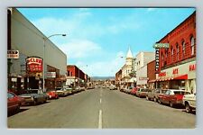 Ellensburg WA-Washington, Cigar Store, Bank, Shops, Classic Cars Chrome Postcard picture