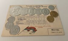 Embossed coinage national flag & coins vintage postcard currency Serbia Servia picture