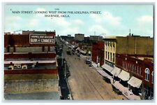 c1910 Main Street Looking West Philadelphia Street Shawnee Oklahoma OK Postcard picture