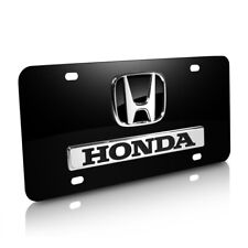 Honda Black 3D Logo and Nameplate on Black Stainless Steel License Plate picture