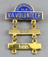 VTG Bastian Bros Pin GOLD/BLUE ENAMEL Birmingham Alabama VA VOLUNTEER 500 HOURS picture