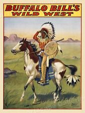 Buffalo Bill's Wild West Show - Indian on Horseback Poster 1912 - 24x32 picture