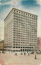 Railway Exchange Building Chicago Illinois IL old cars pm 1907 horse Postcard picture