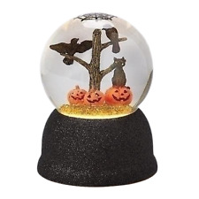 Roman Black Cat Crows On Tree Halloween LED 100MM Dome picture