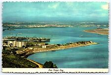 CA San Diego, Aerial View of San Diego Bay Point Loma, Chrome Posted Cont Size picture