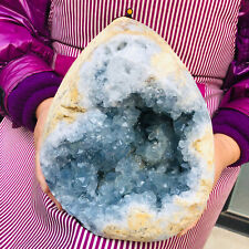 14.1LB Natural Beautiful Blue Celestite Crystal Geode Cave Mineral Specimen 1977 picture