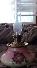ANTIQUE OIL LAMP HAND PAINTED ORNATE CONVERTED To Electric  picture