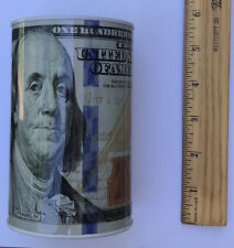 Tin Money Savings Piggy Bank - 5” X 3” Ben Franklin $100 Bill Money Coin Saver picture