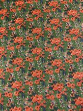 Vintage 1960s-70s Fabric Green Coral Floral 3 Yds Soft Polyester? Dress Skirt picture