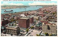 Vintage Postcard Lafayette Blvd. Southwest Detroit River and Canada in Distance picture