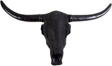 Black Beaded Steer Skull 10 Inches, Indoor Wall Hanging Art, Animal Skull Decor picture