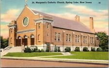 Vtg St Margaret's Catholic Church Spring Lake New Jersey NJ Linen Postcard picture