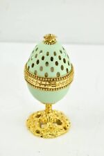 RARE Kingspoint Goose Egg Pedastal TURQUOISE Gold Tone Trinket Box. MIB picture