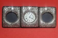Beautiful Keyford Sterling Silver Hallmarked Repousse Clock w/ Photo Frames picture