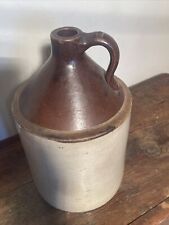 Nice Early Antique Brown And White 1 Gallon Whiskey Jug picture