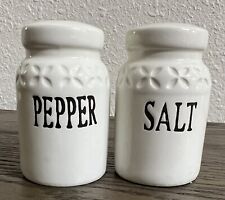 Farmhouse Salt & Pepper Shaker Set White EUC picture