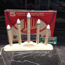Vtg Sterling Christmas 5 Light Candolier Electric Candles Original Box w Orange picture