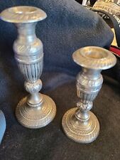 Candleholders Candlesticks Silver Pair of Two (2) No marks  picture