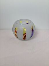 TeleFlora Gift Circle Frosted Glass Vase Bowl Hand Painted Celebration Candles picture