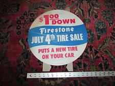 VINTAGE FIRESTONE DEALER AD 1958 TIRE INSERT JULY 4TH SIGN picture