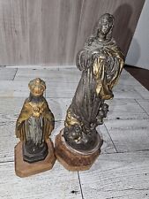 Antique Religious Statues Figures Mary Madonna Metal Italy picture