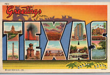 Texas Postcard Vintage Greetings from Large Big Letter Linen TX Curt Teich Poste picture