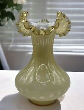 Fenton 1960s Bullicante Honey Amber Overlay Bubble Optic Vase  7.5