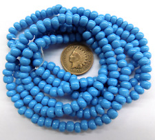 2 Strands Old Cherokee Blue XL Pony African Trade Beads T4400 picture