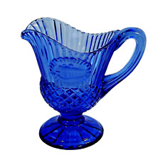 Avon Vintage Fostoria Cobalt Blue Glass Mt Vernon Gravy/ Sauce Pitcher picture