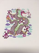 Antique Chinese paper cut detailed Hand Colored Dragon/Long With Pearl picture