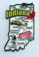 INDIANA STATE MAP AND LANDMARKS COLLAGE FRIDGE COLLECTIBLE SOUVENIR MAGNET picture