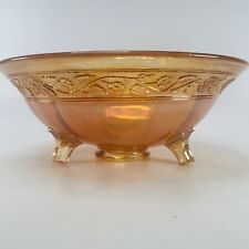 Imperial Glass Floral Optic Bowl Carnival Marigold Iridescent Three Footed VTG picture
